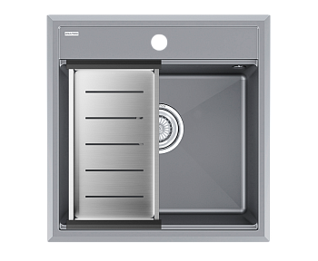 Кухонная мойка + коландер Paulmark PM115051-GRM+A375-BS 50х50 цвет серый